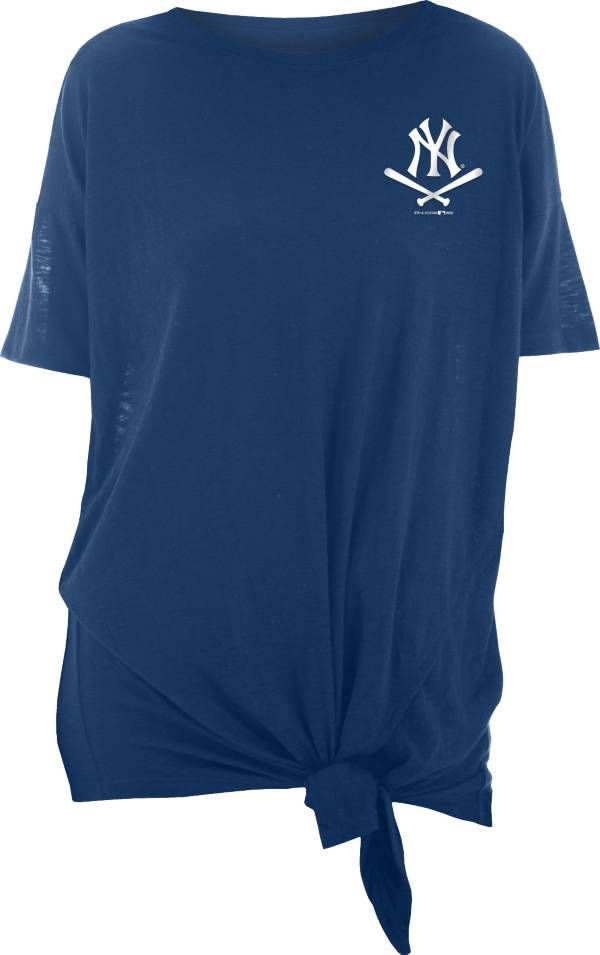 New Era Women's New York Yankees Navy Slub Side Tie T-Shirt