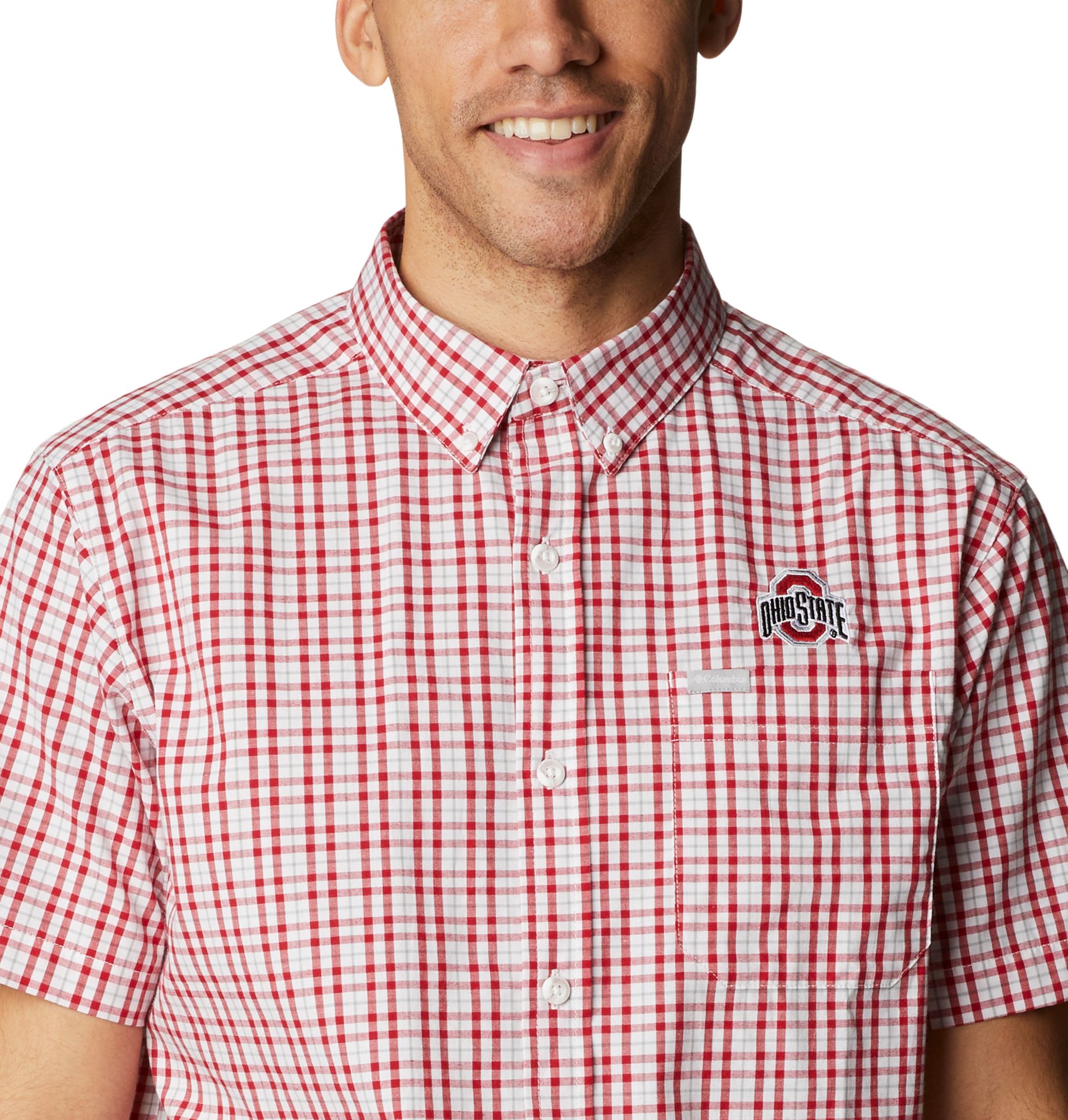 Columbia Men's Ohio State Buckeyes Scarlet Rapid Rivers Button Down Shirt product image