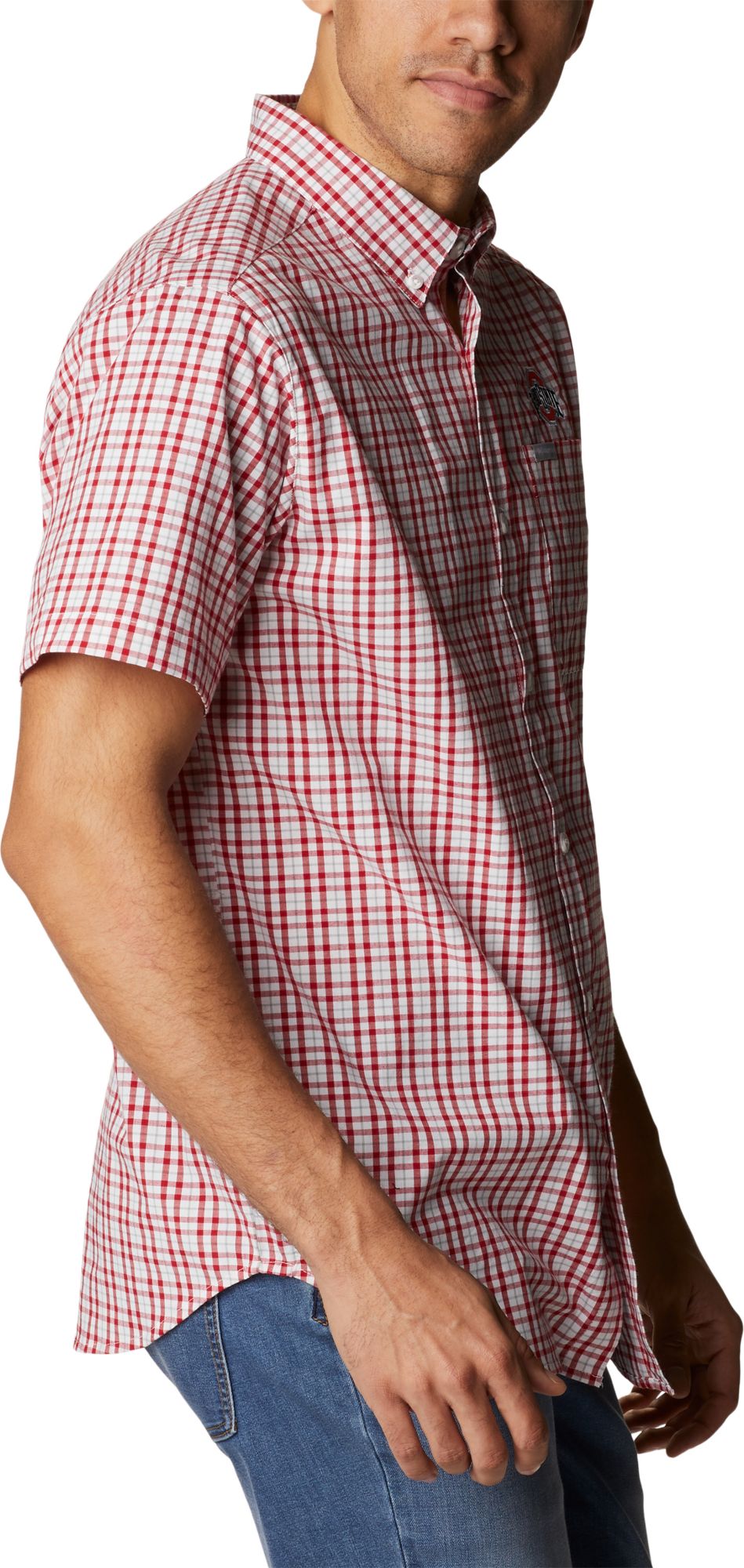 Columbia Men's Ohio State Buckeyes Scarlet Rapid Rivers Button Down Shirt product image