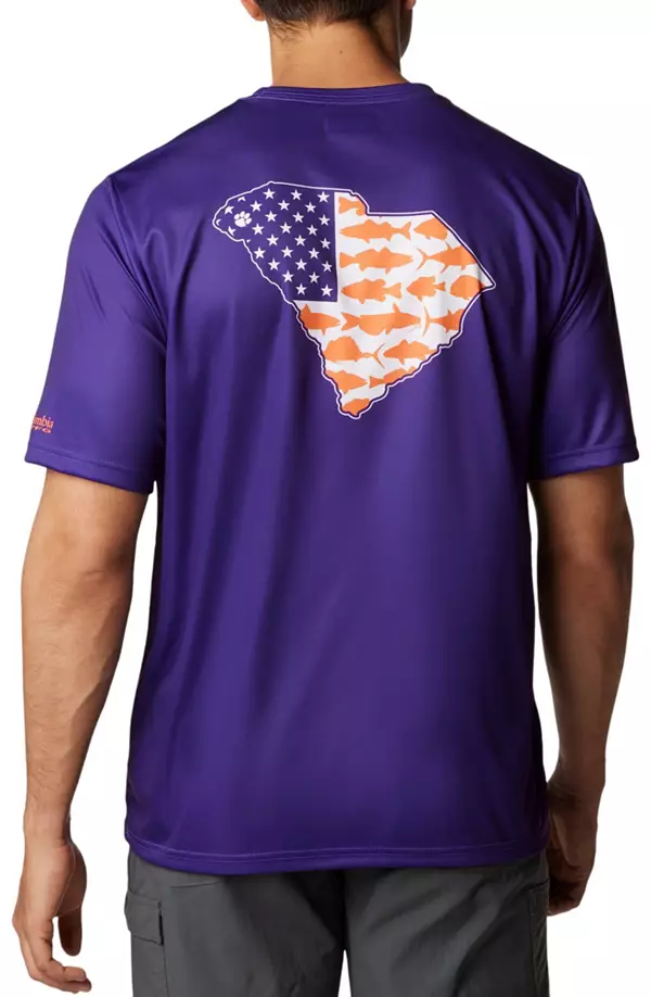 Columbia Men's Clemson Tigers Purple Terminal Tackle Shirt, XL