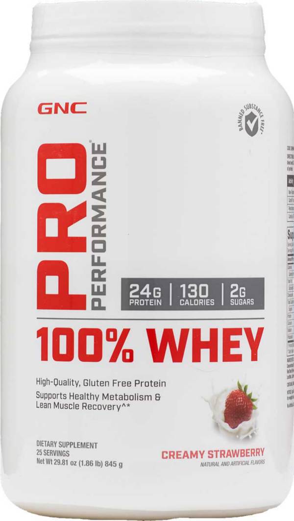 GNC Pro Performance 100% Whey Protein Creamy Strawberry 25 Servings