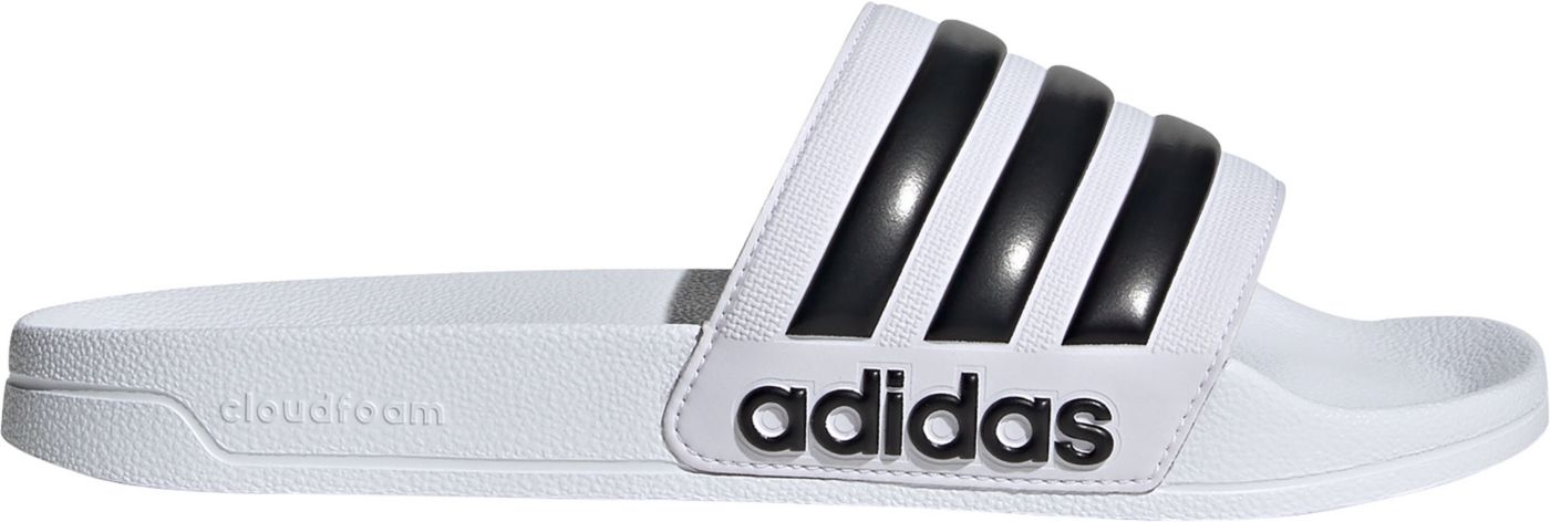 Adidas Mens Adilette Shower Slides White Black 11