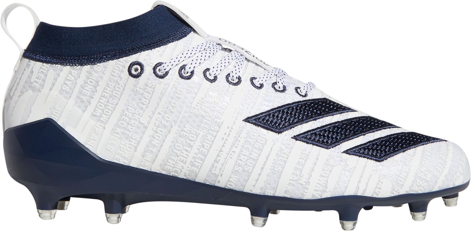 navy and white football cleats