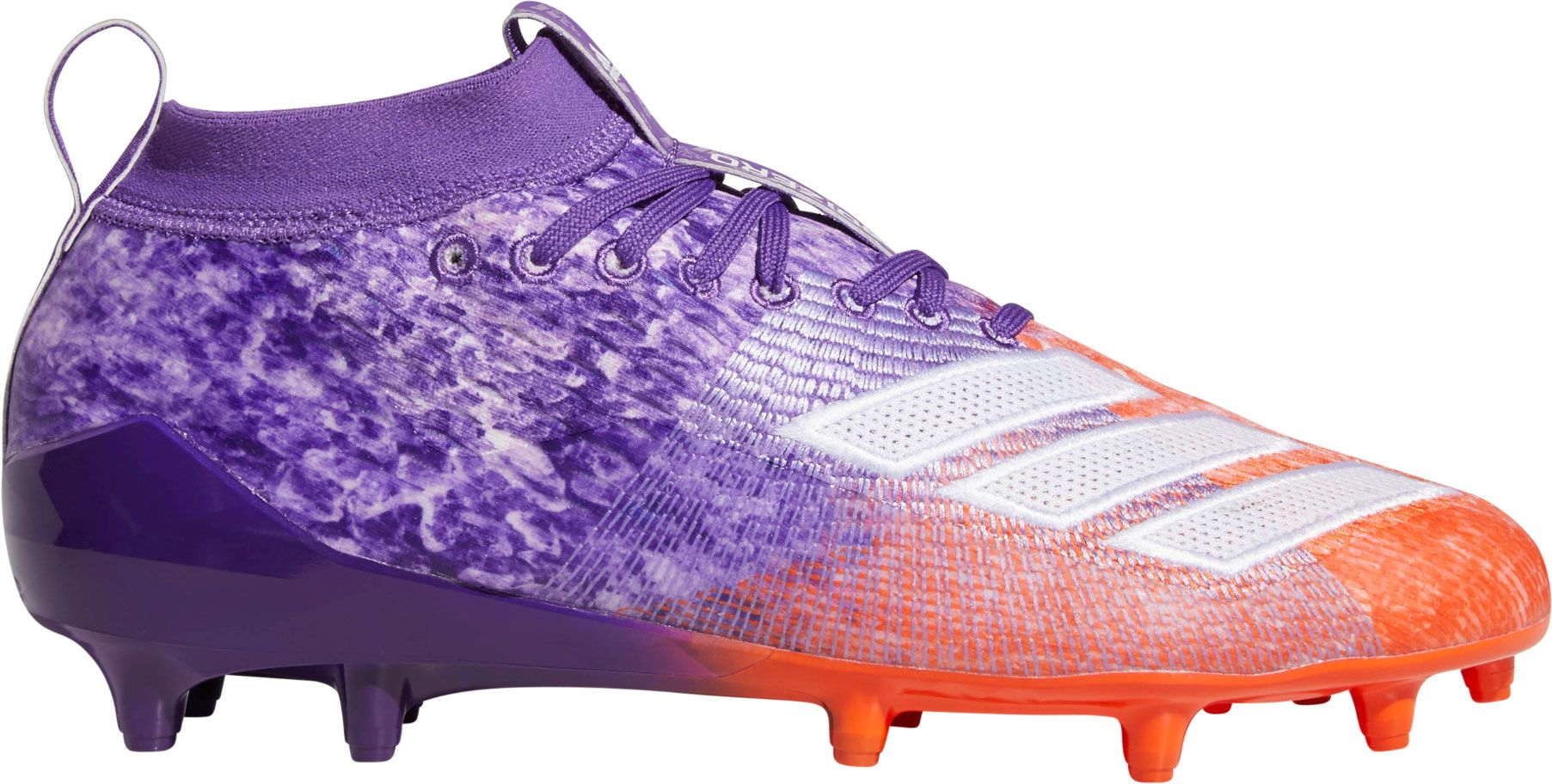 purple and white football cleats