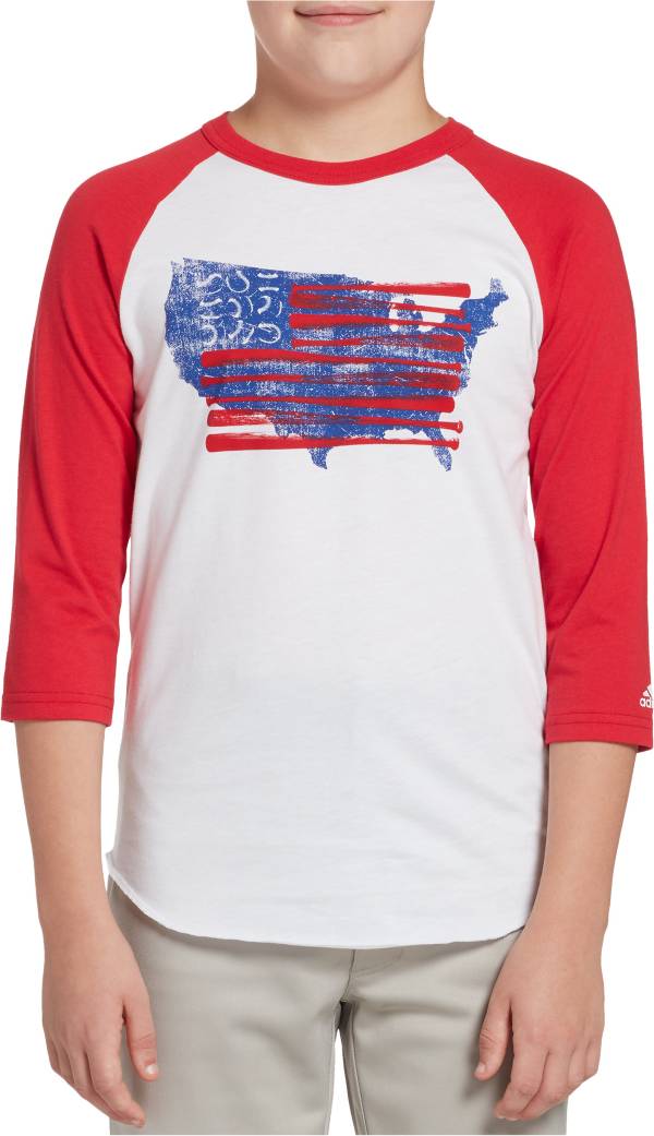 adidas Boys' Triple Stripe ¾ Sleeve Baseball Graphic Shirt | Dick's  Sporting Goods