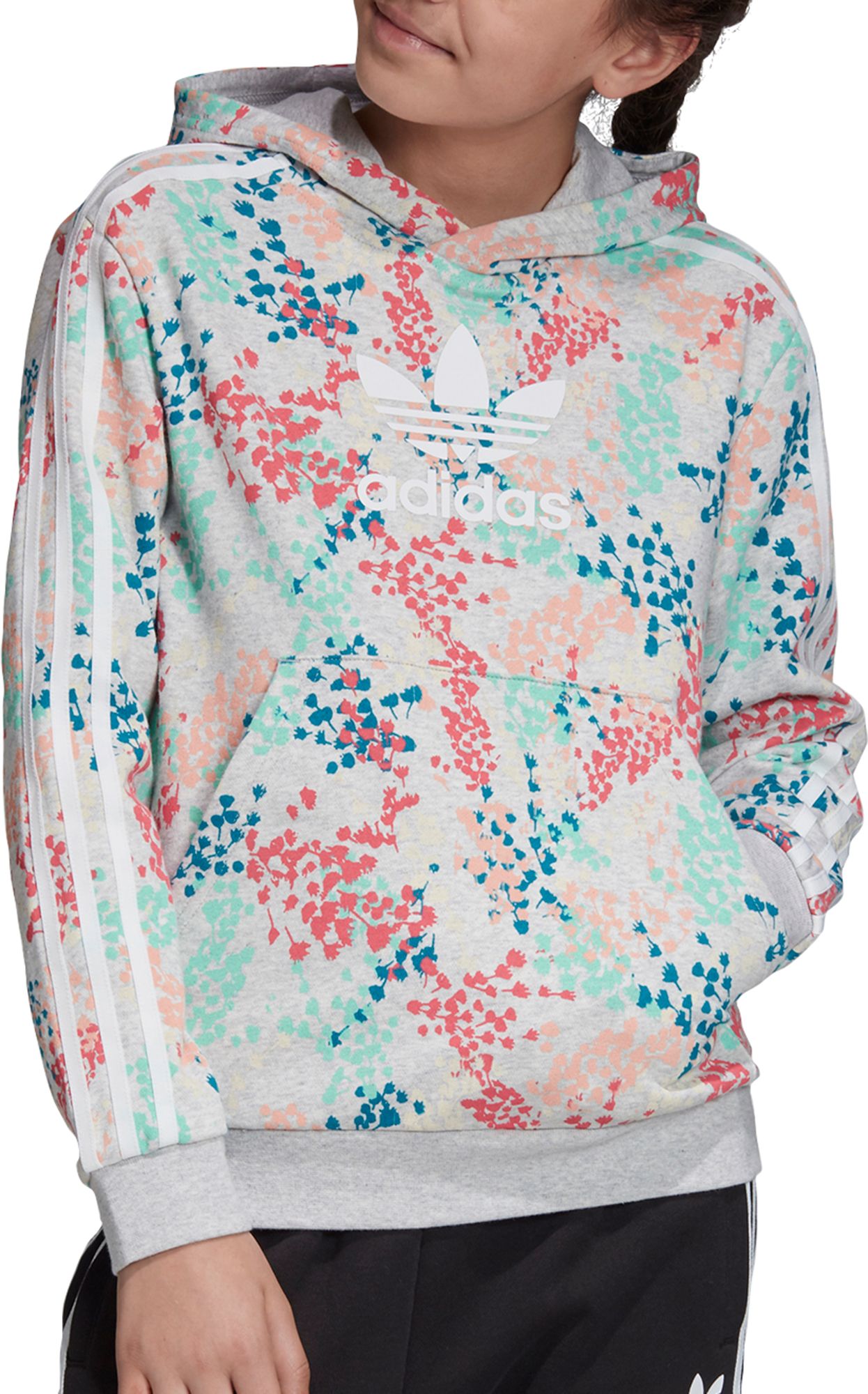 women's adidas trefoil allover floral hoodie