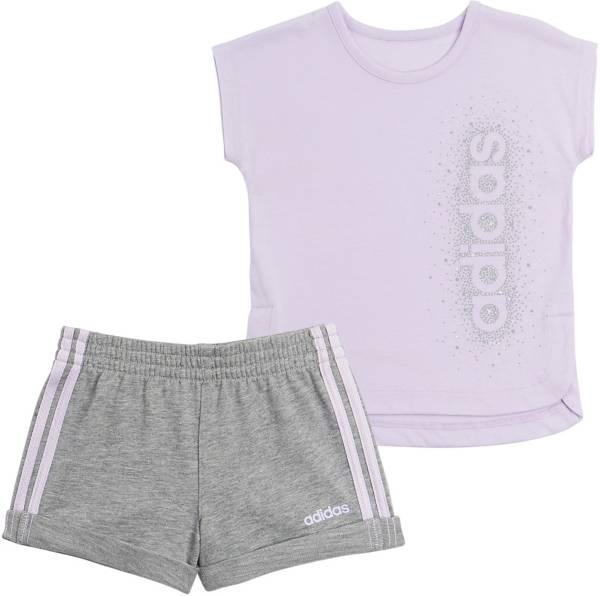 adidas Little Girls' French Terry T-Shirt and Shorts Set