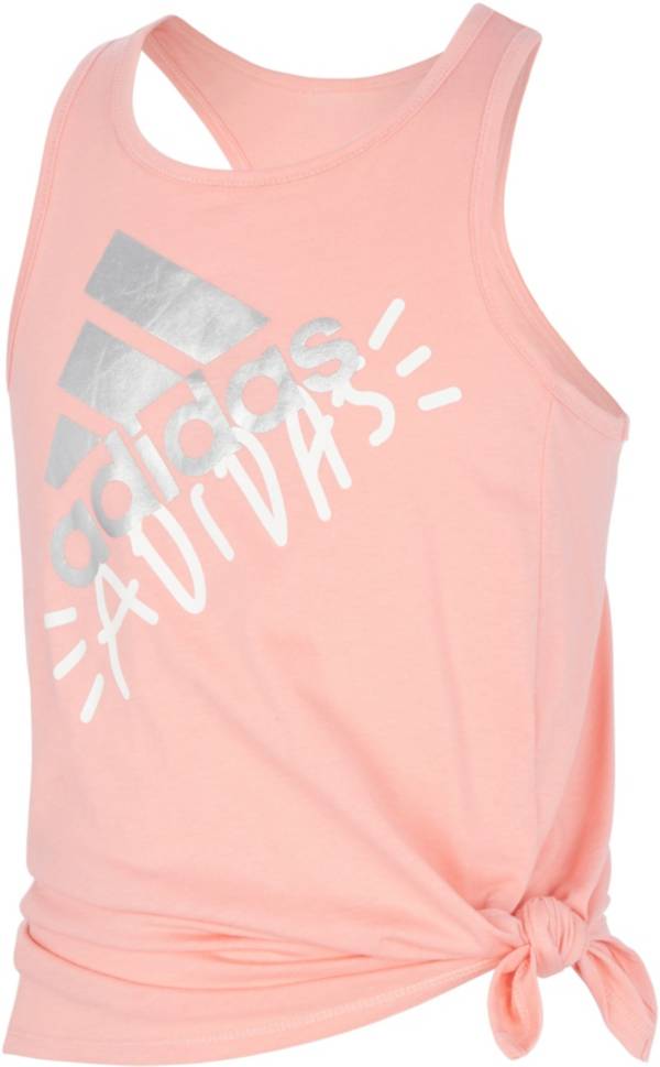 adidas Girls' Graphic Racerback Tie Front Tank Top