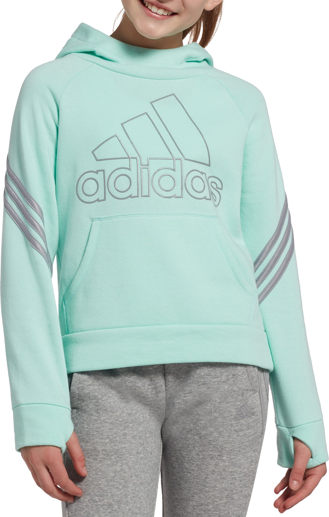 adidas Girls' Fleece 3-Stripe Hoodie 