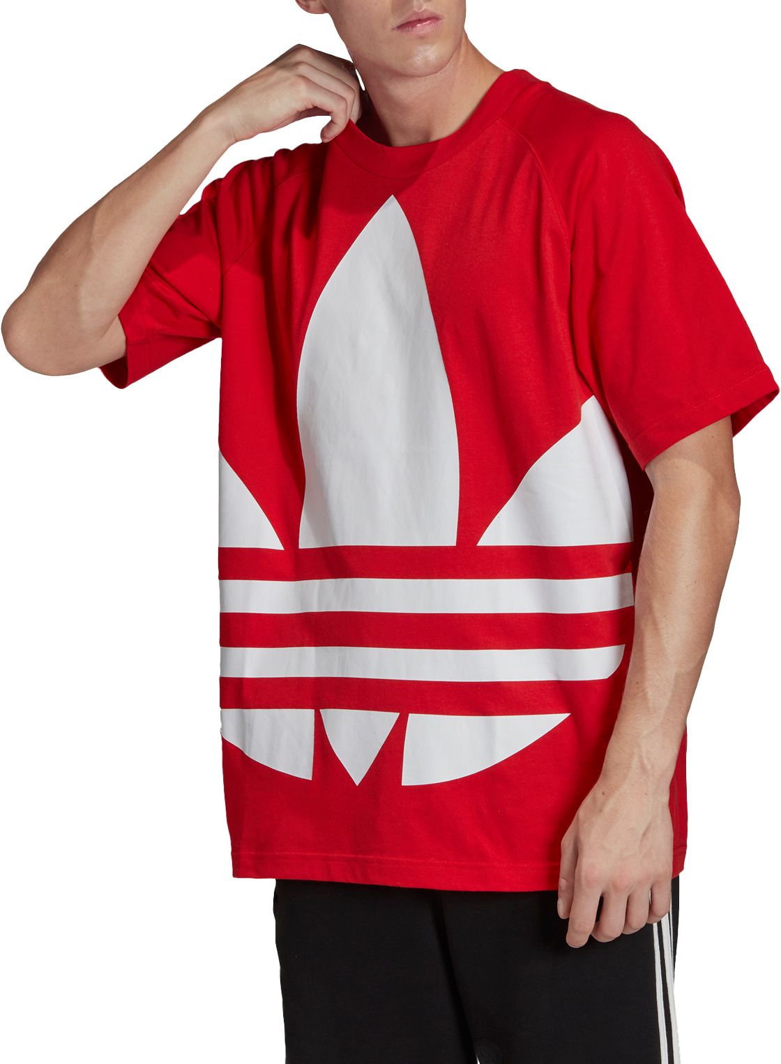 red adidas trefoil shirt