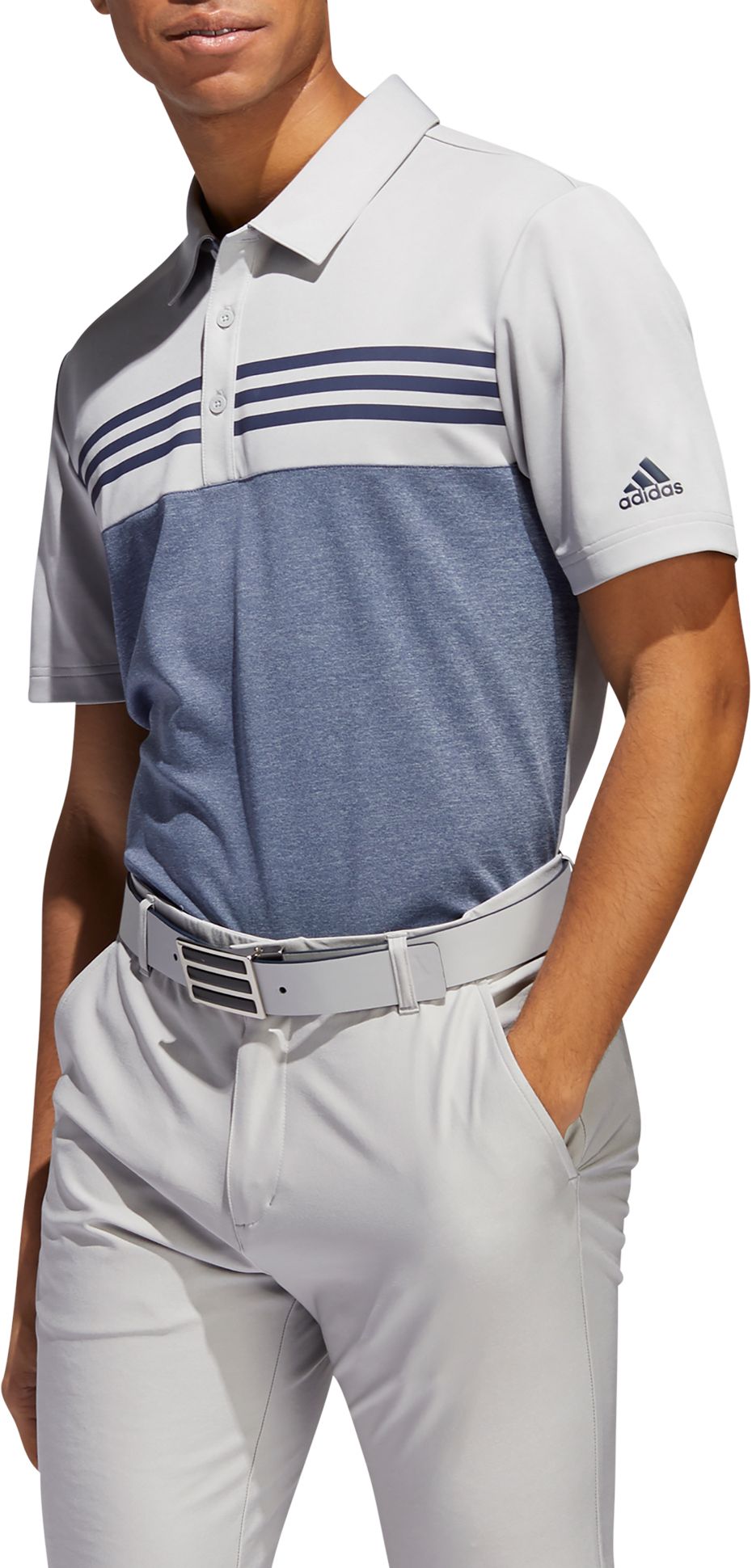 adidas men's drive heather block golf polo