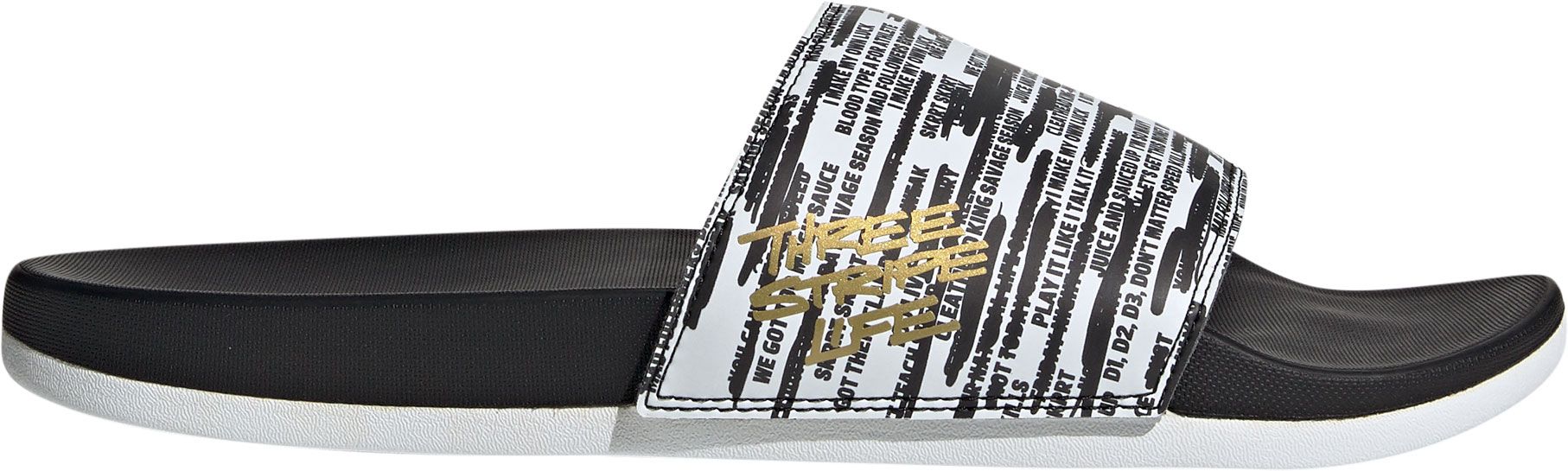 adidas men's adilette three stripe life comfort slides