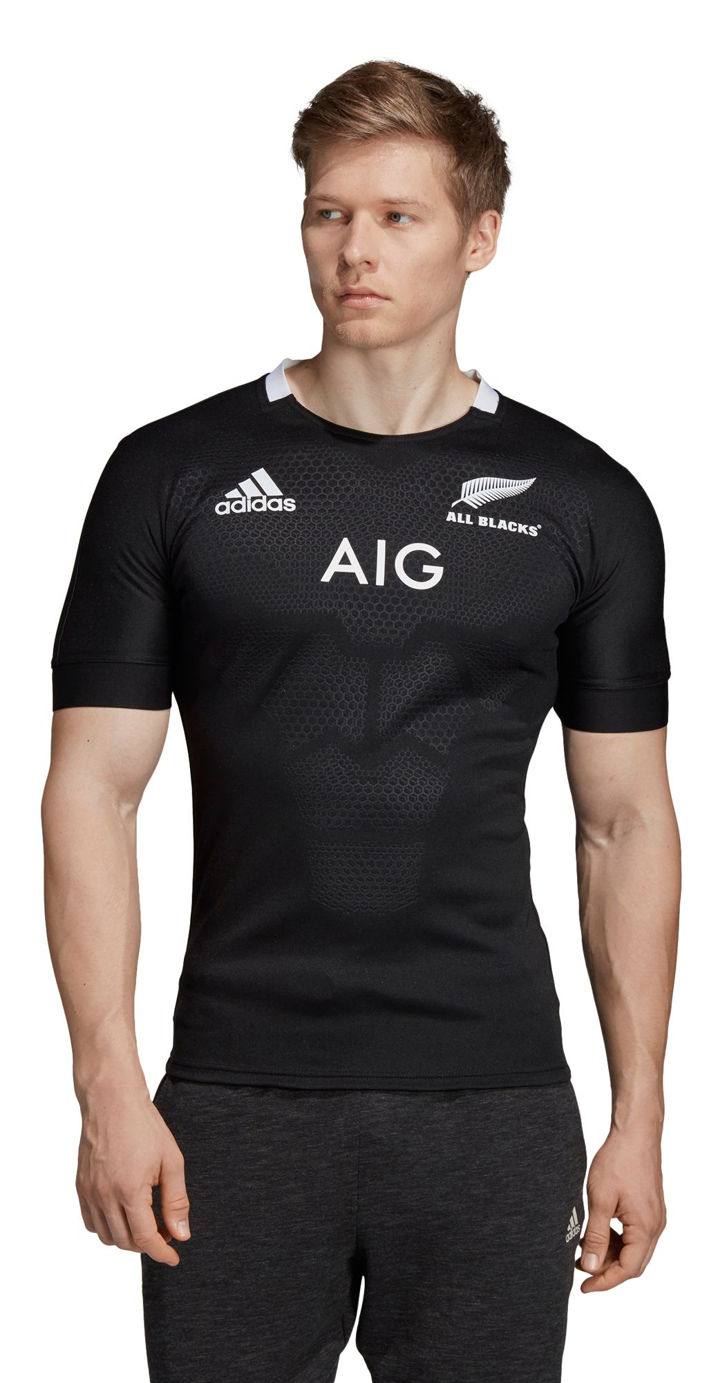 adidas all black rugby jersey