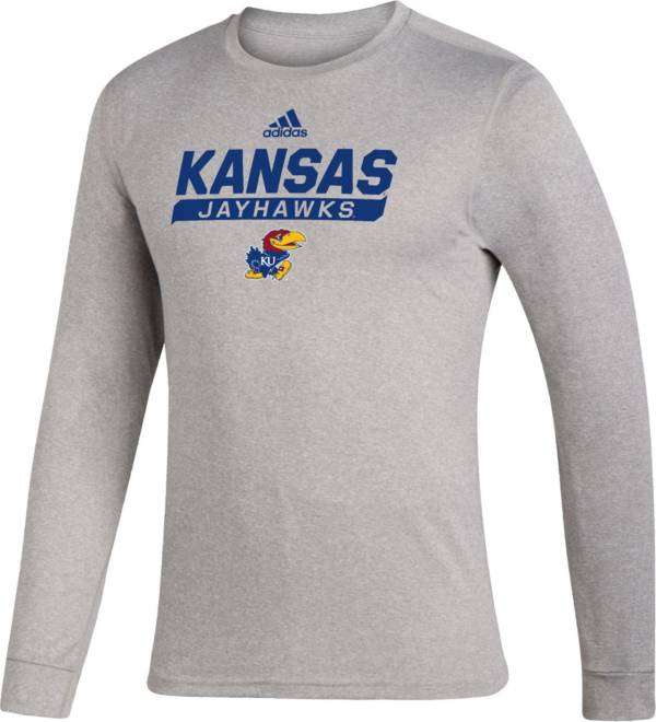 adidas Men's Kansas Jayhawks Grey Creator Performance Long Sleeve T-Shirt
