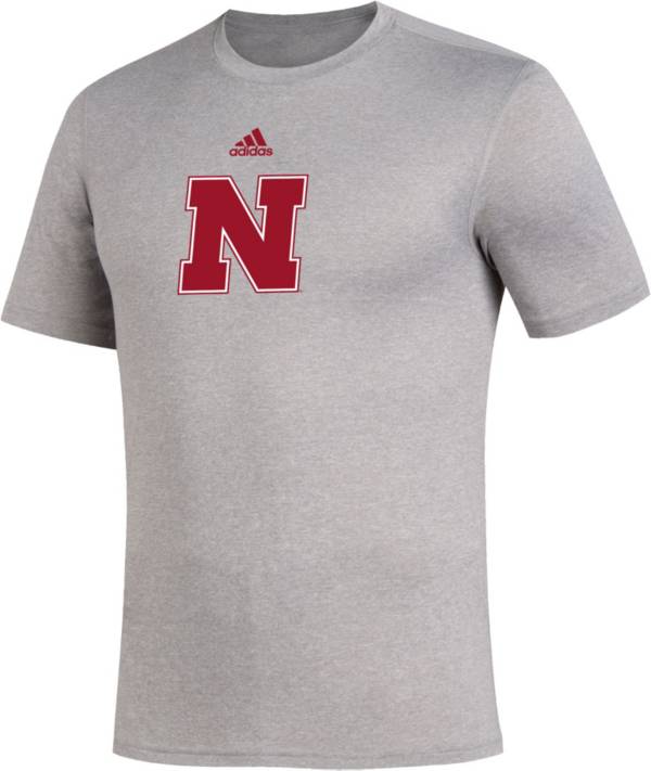 adidas Men's Nebraska Cornhuskers Grey Locker Room Logo Creator T-Shirt