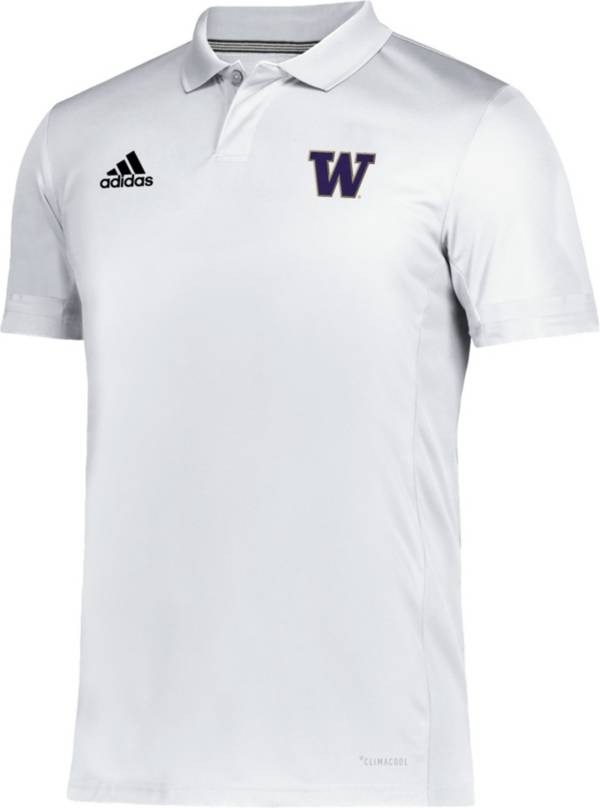 adidas Men's Washington Huskies Team 19 Sideline White Polo