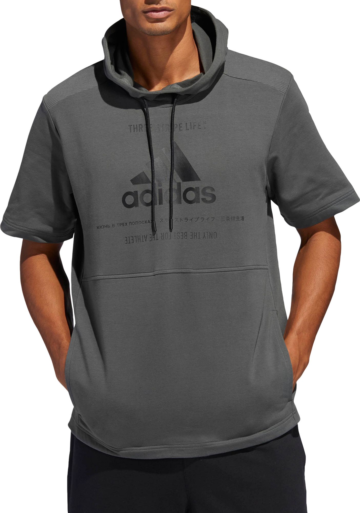 adidas men's short sleeve hoodie