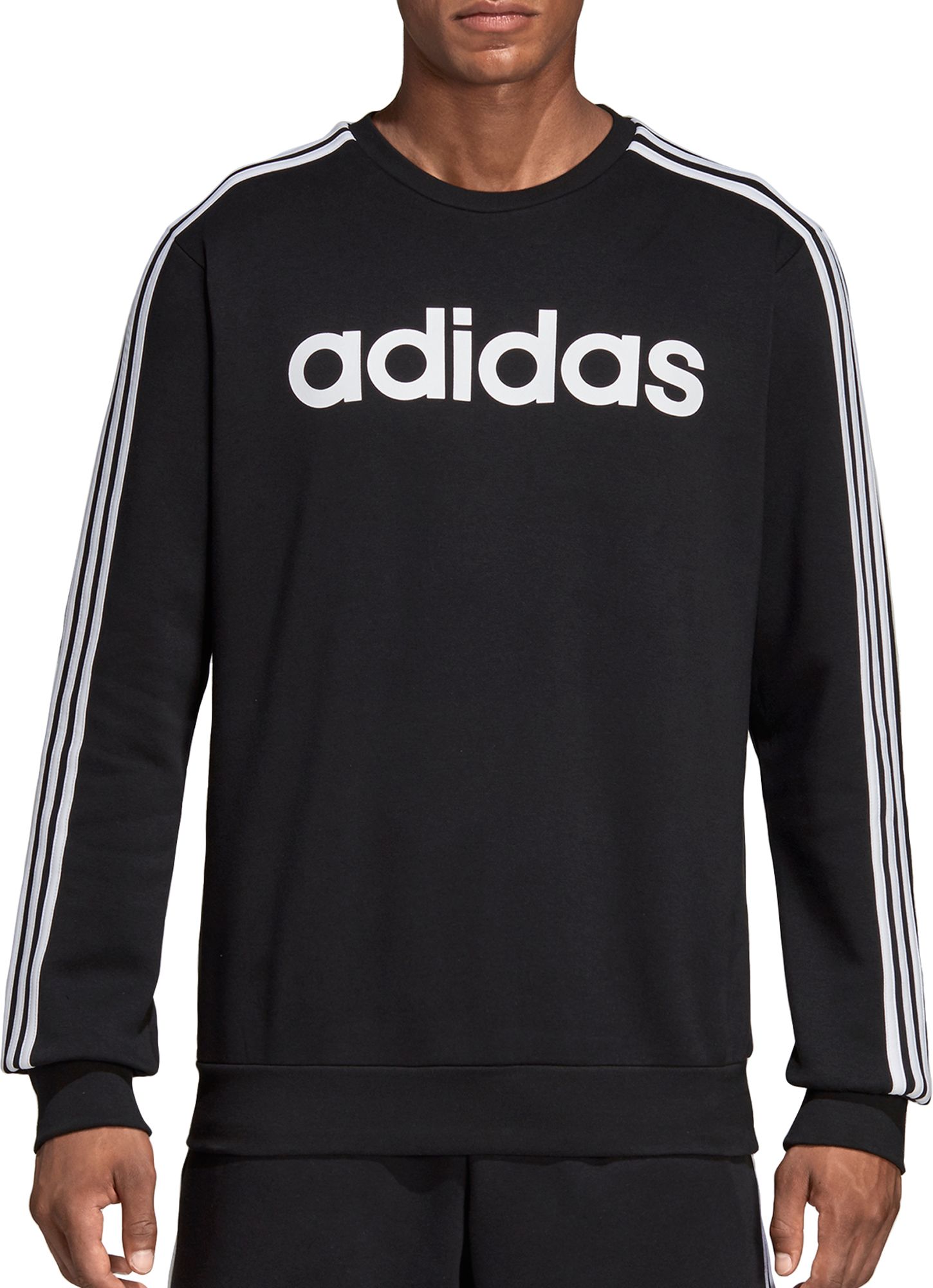 adidas black 3 stripe sweatshirt