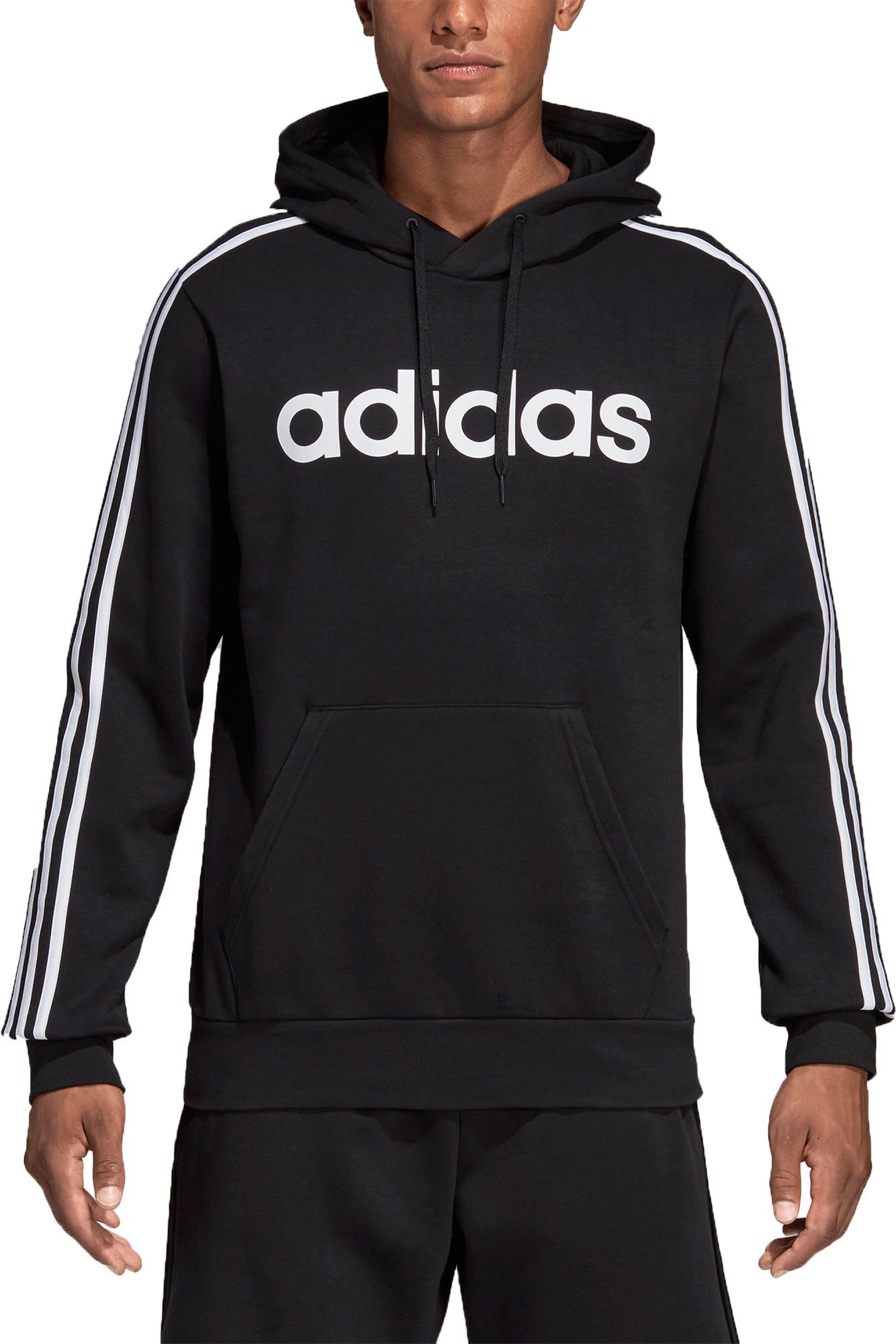adidas black 3 stripe hoodie