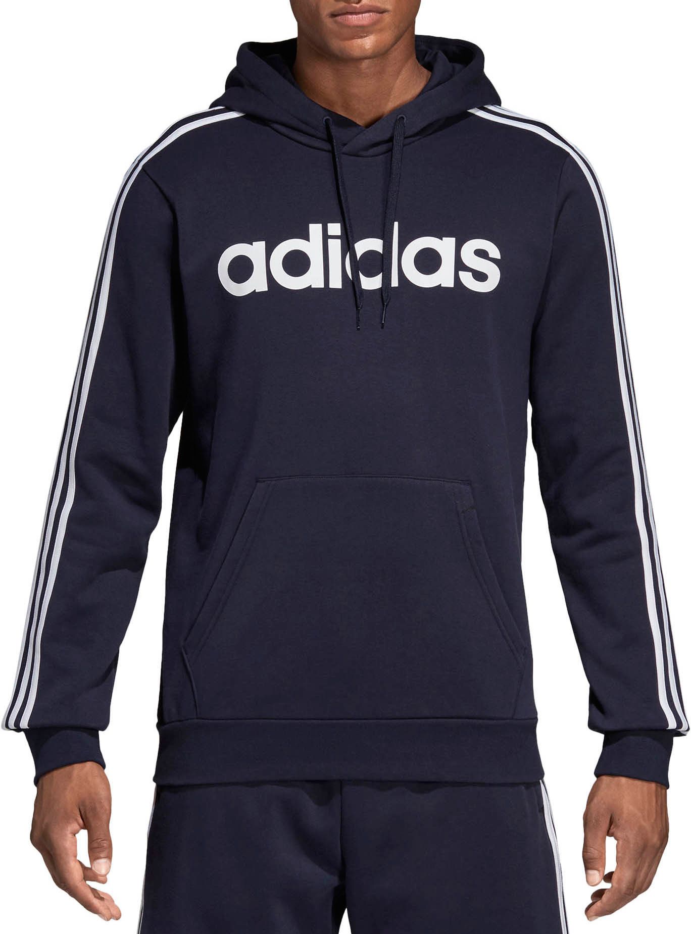 men's adidas essential 3 stripe pullover hoodie