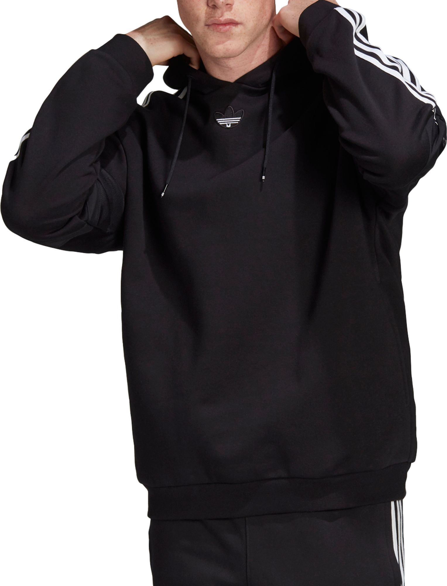 adidas trefoil hoodie men's black