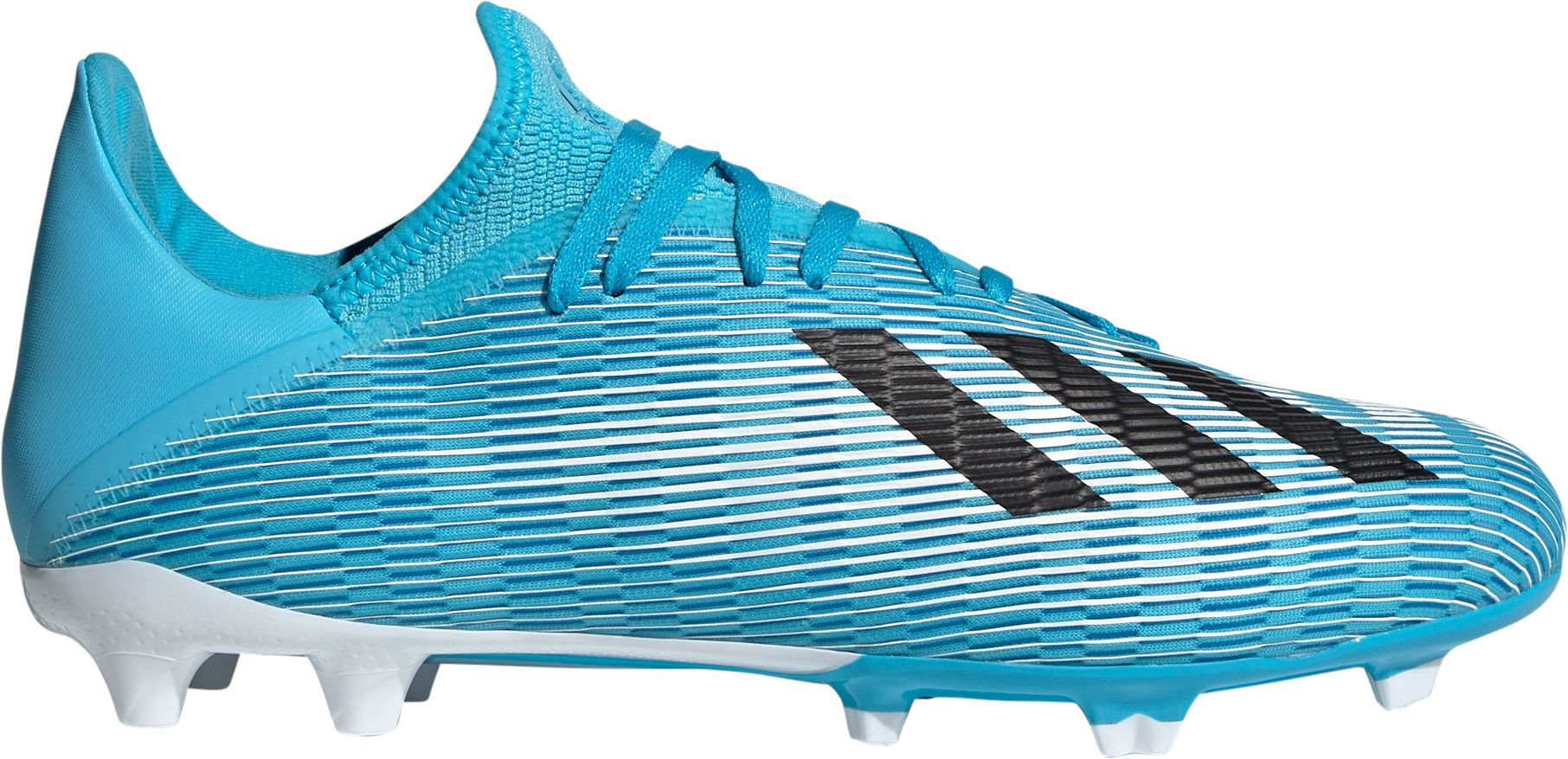 white and blue adidas soccer cleats