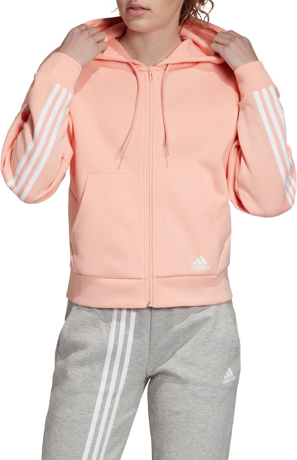 adidas three stripe zip up hoodie