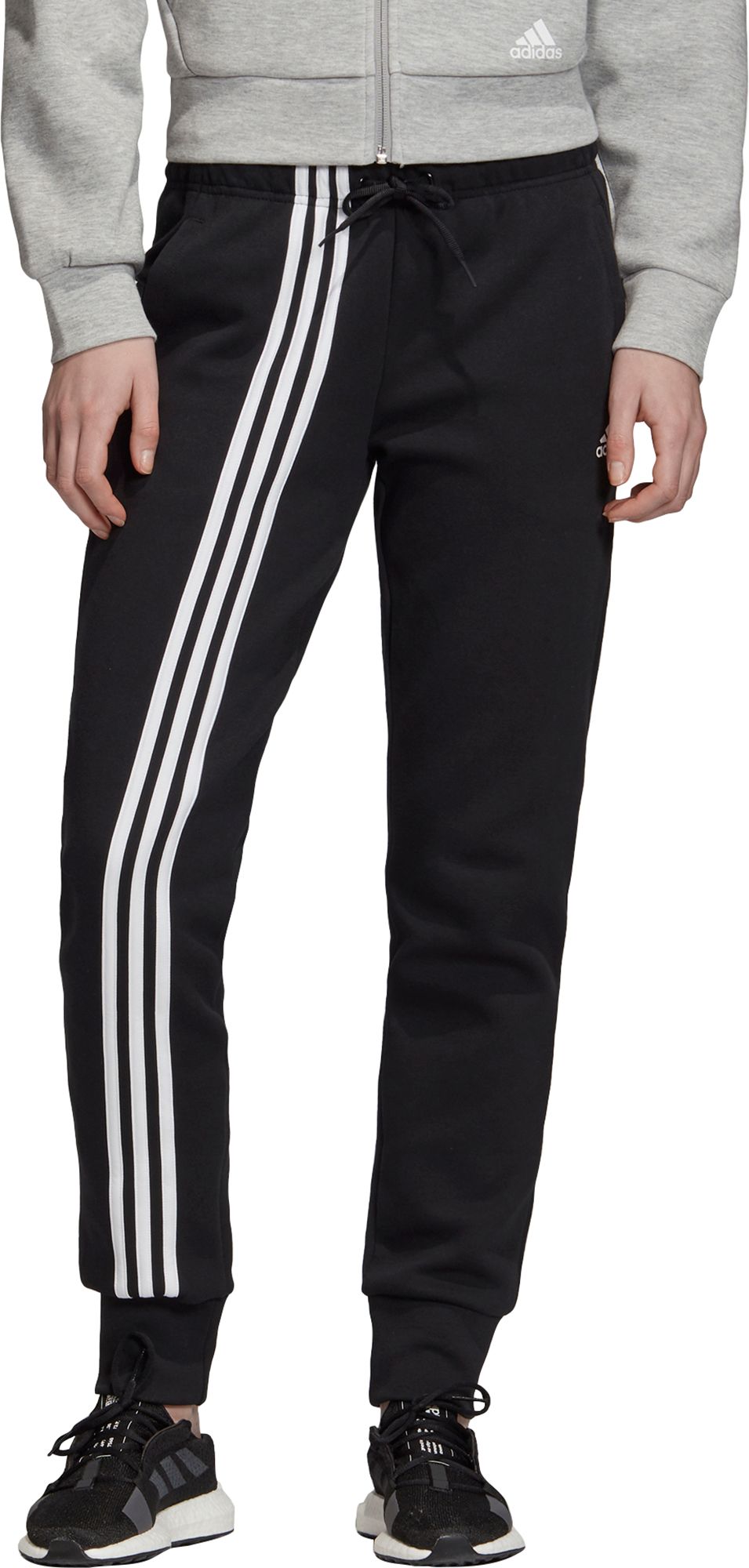 adidas 3 stripe joggers womens grey