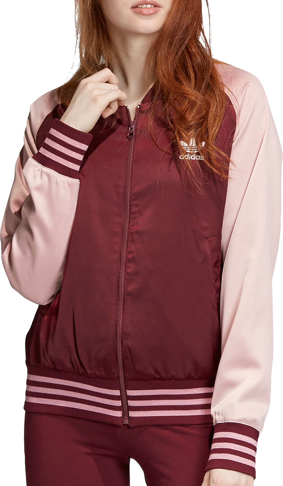 burgundy adidas sweatshirt womens