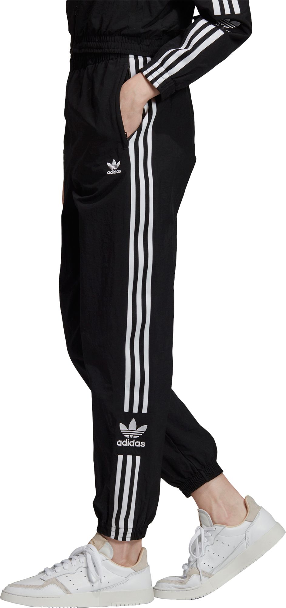 adidas pants with logo on leg