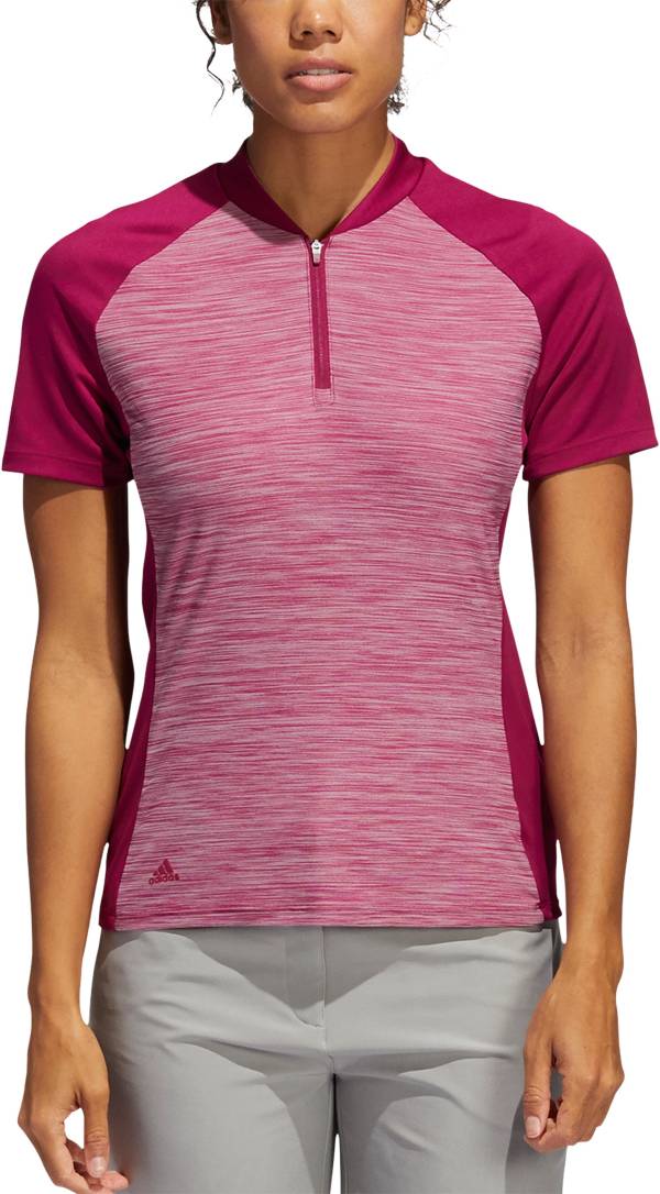 adidas Women's Colorblocked Heathered Short Sleeve Golf Polo