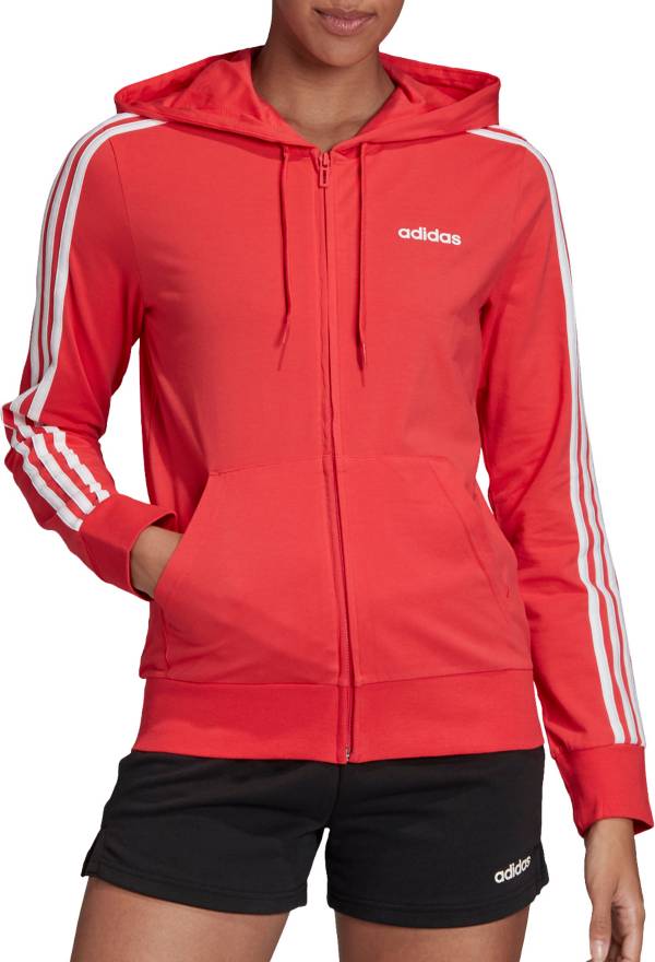 adidas Women's Essentials 3-Stripes Jersey Full Zip Hoodie ... adidas Women's Essentials 3-Stripes Jersey Full Zip Hoodie ...