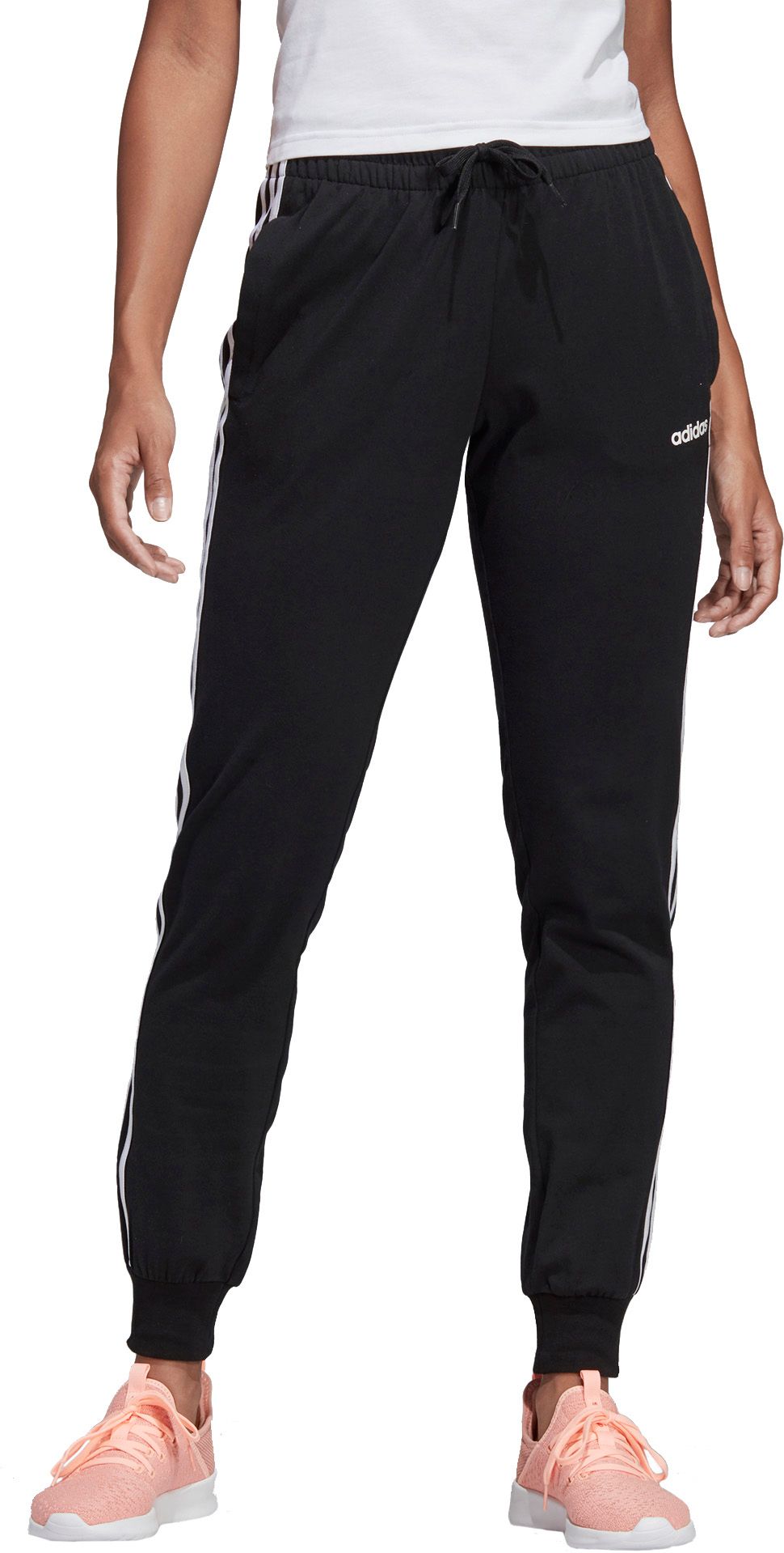 adidas womens 3 stripe pants black