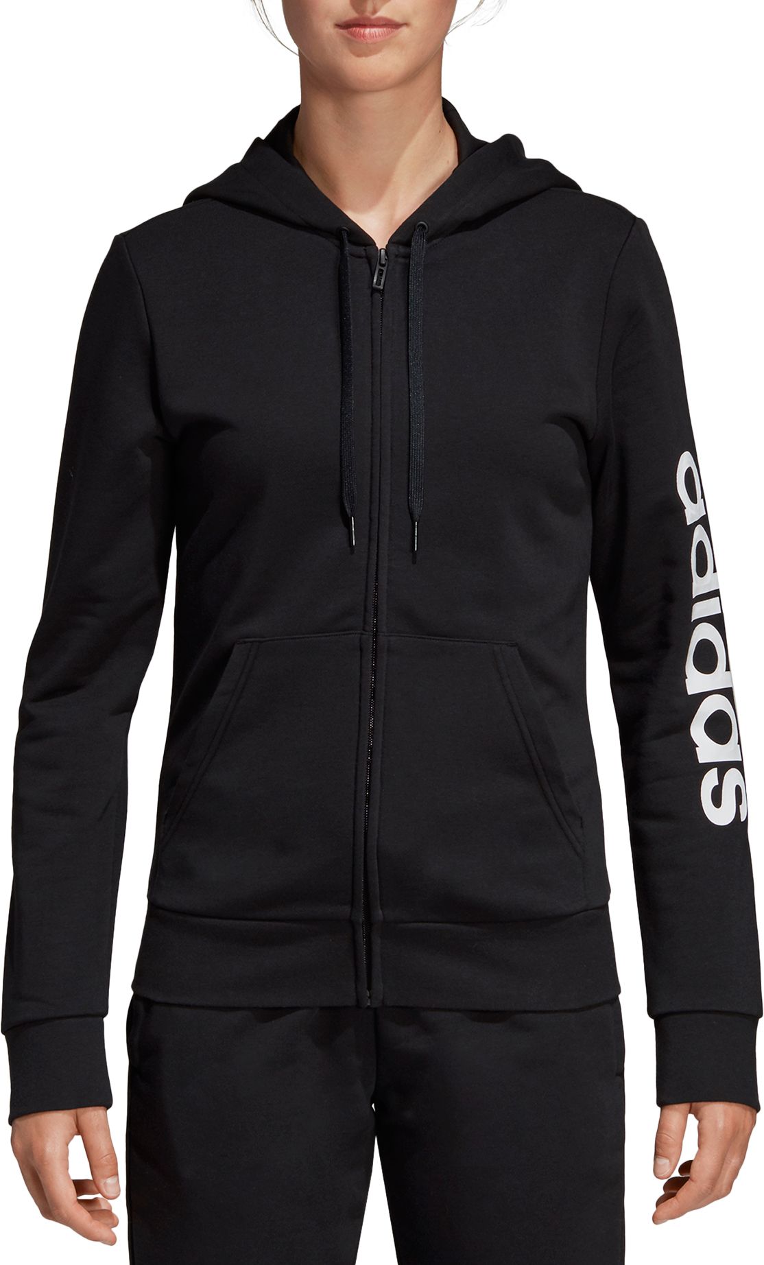 adidas women's essentials linear full zip fleece hoodie