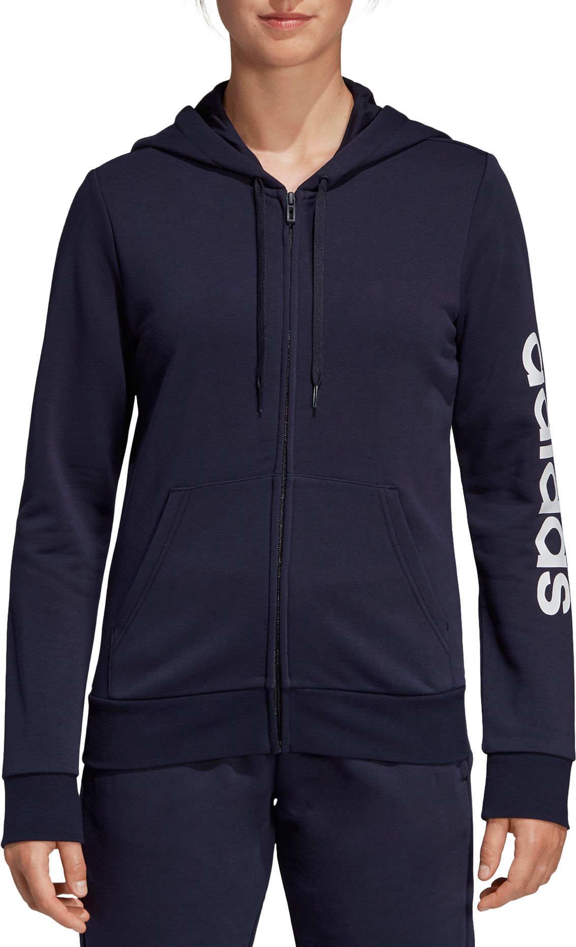 women's adidas essential linear logo fz hoodie