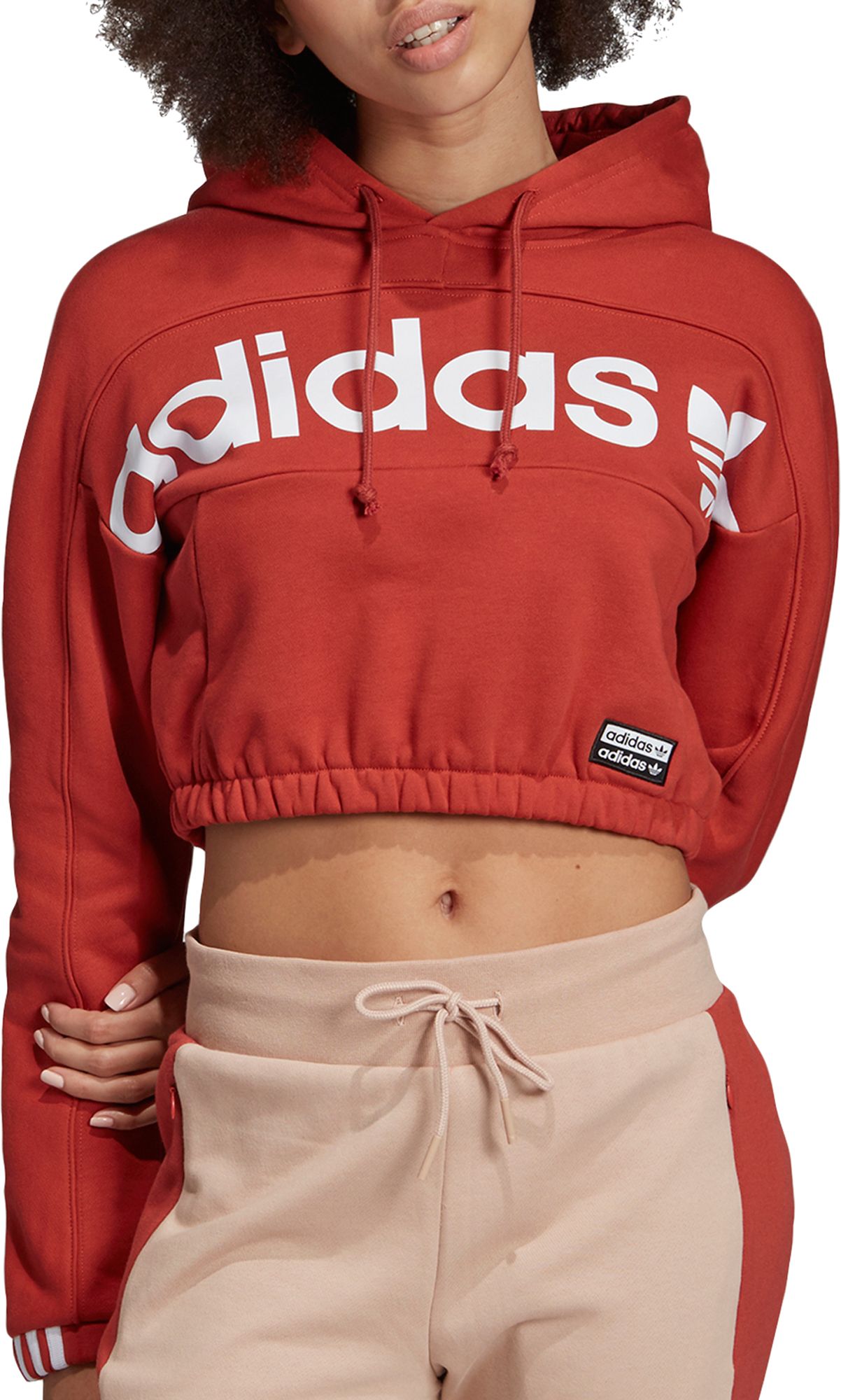 red adidas crop hoodie