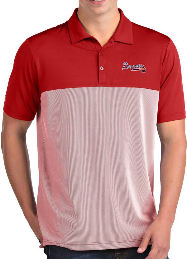 Antigua Men's Atlanta Braves Venture Red Performance Polo