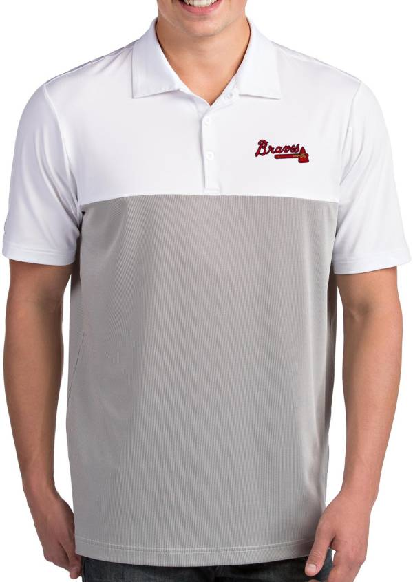 Antigua Men's Atlanta Braves Venture White Performance Polo