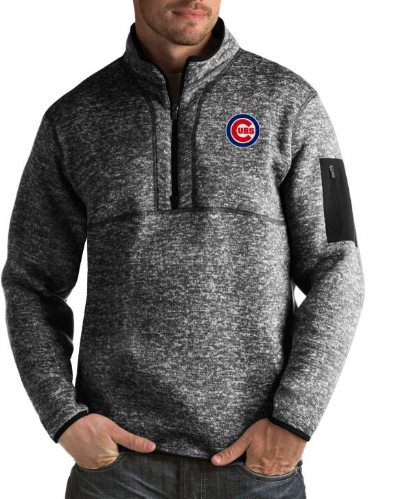 Antigua Men's Chicago Cubs Fortune Black Half-Zip Pullover