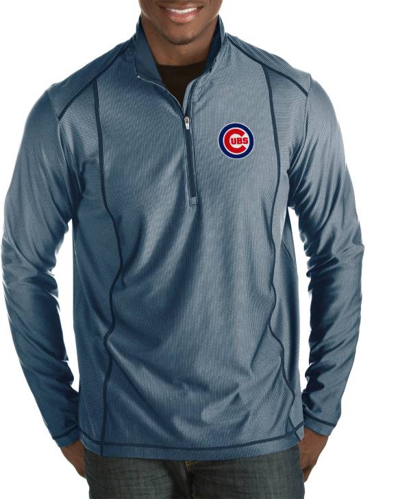 Antigua Men's Chicago Cubs Tempo Navy Quarter-Zip Pullover