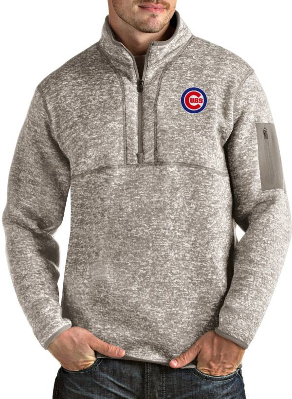 Antigua Men's Chicago Cubs Oatmeal Fortune HalfZip Pullover Dick's