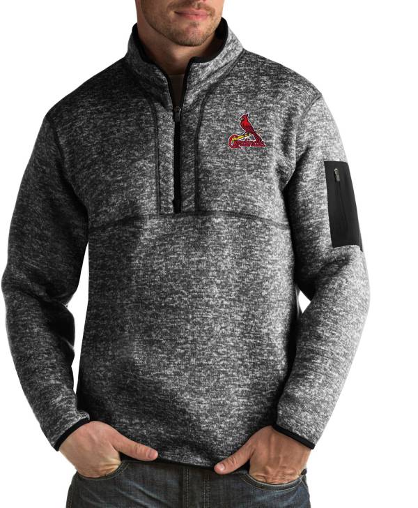 Antigua Men's St. Louis Cardinals Fortune Black Half-Zip Pullover