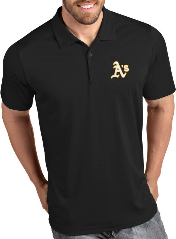 Antigua Men's Oakland Athletics Tribute Black Performance Polo