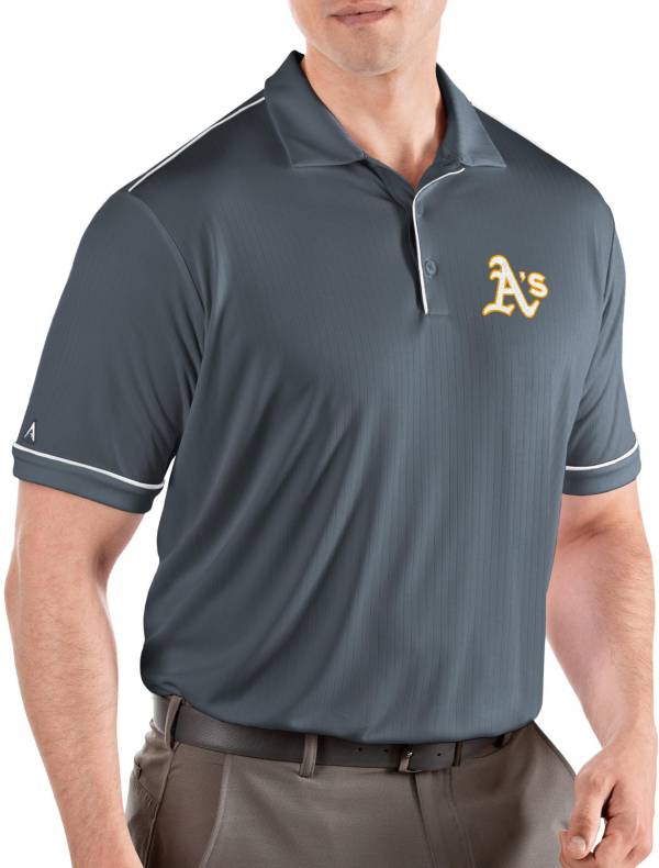 Antigua Men's Oakland Athletics Salute Grey Performance Polo