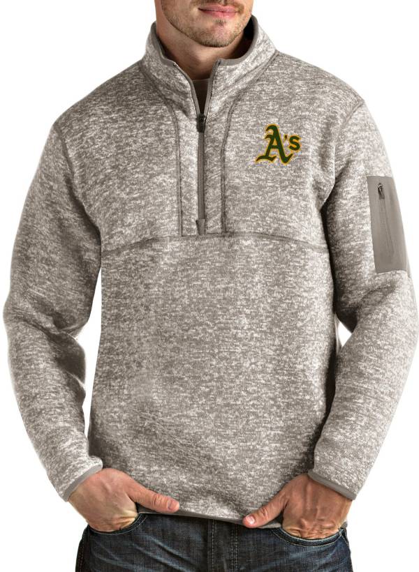 Antigua Men's Oakland Athletics Oatmeal Fortune Half-Zip Pullover product image