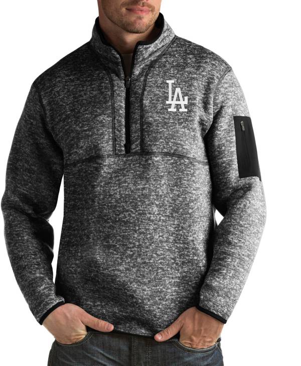 Antigua Men's Los Angeles Dodgers Fortune Black Half-Zip Pullover