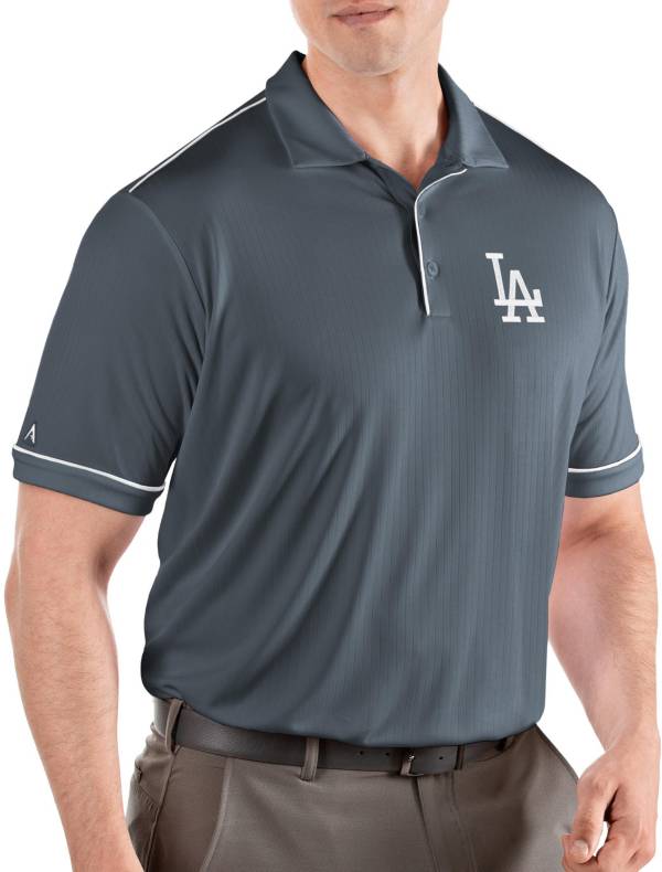 Antigua Men's Los Angeles Dodgers Salute Grey Performance Polo