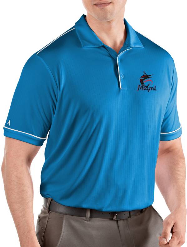 Antigua Men's Miami Marlins Salute Aqua Performance Polo