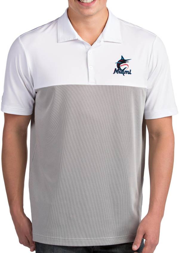 Antigua Men's Miami Marlins Venture White Performance Polo