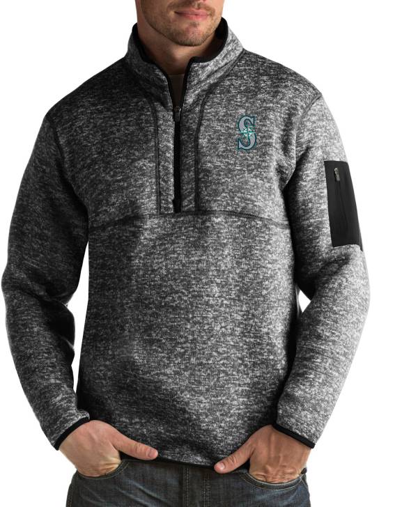 Antigua Men's Seattle Mariners Fortune Black Half-Zip Pullover